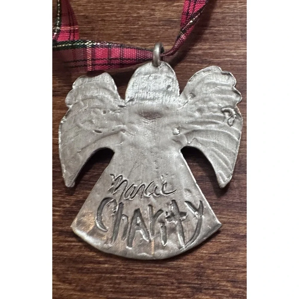 Vintage‎ Singing Angel Pewter Pendant Signed Marcie Charity